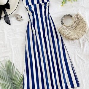 SHEIN Navy and White Maxi Dress